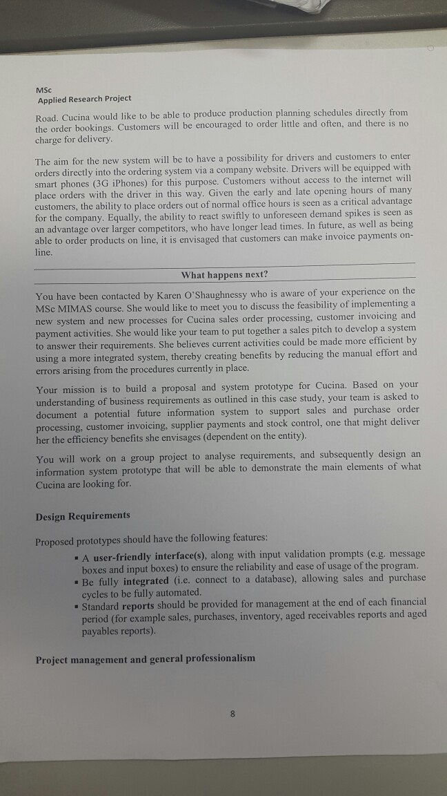 MSc Applied Research Project PLEASE ANSWER