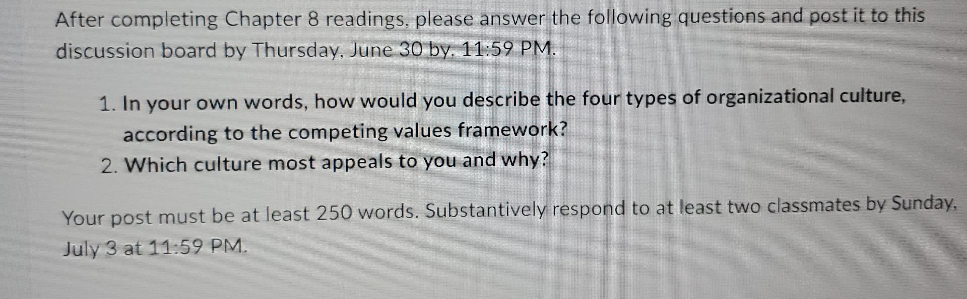 After completing Chapter 8 readings, please