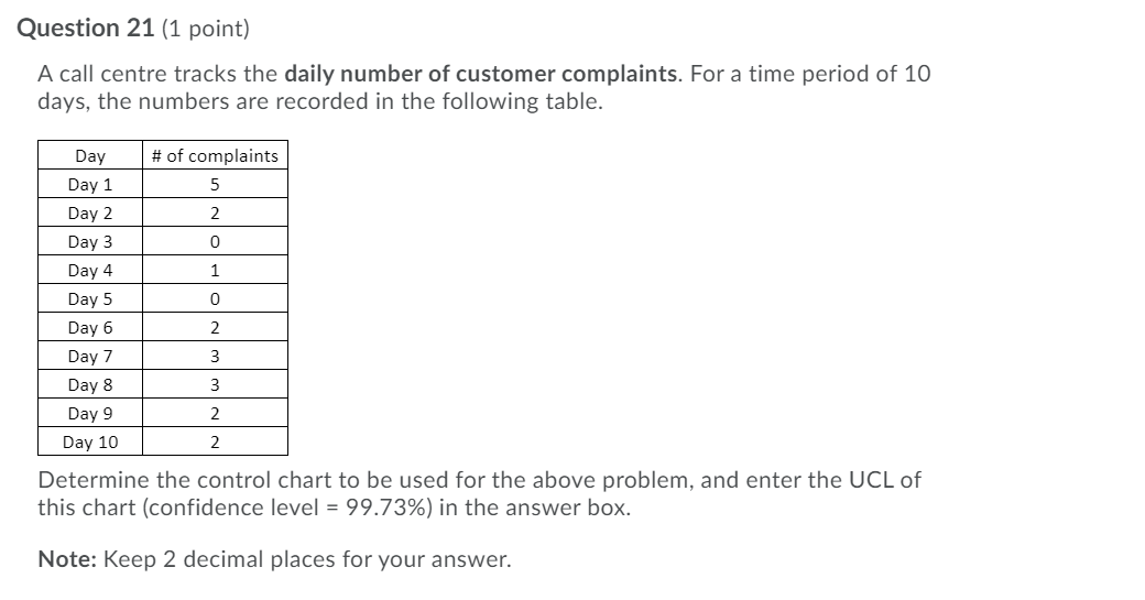 undefined Question 21 (1 point) A call centre