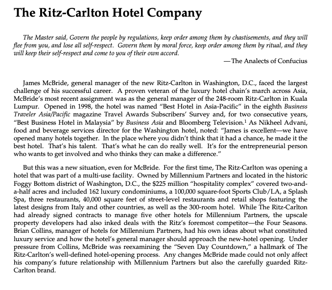 Case Study of Ritz-Carlton 4. In what may be a