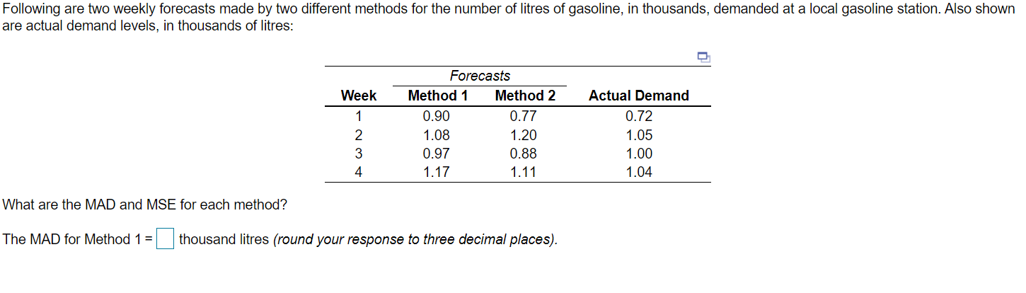 Following are two weekly forecasts made by two