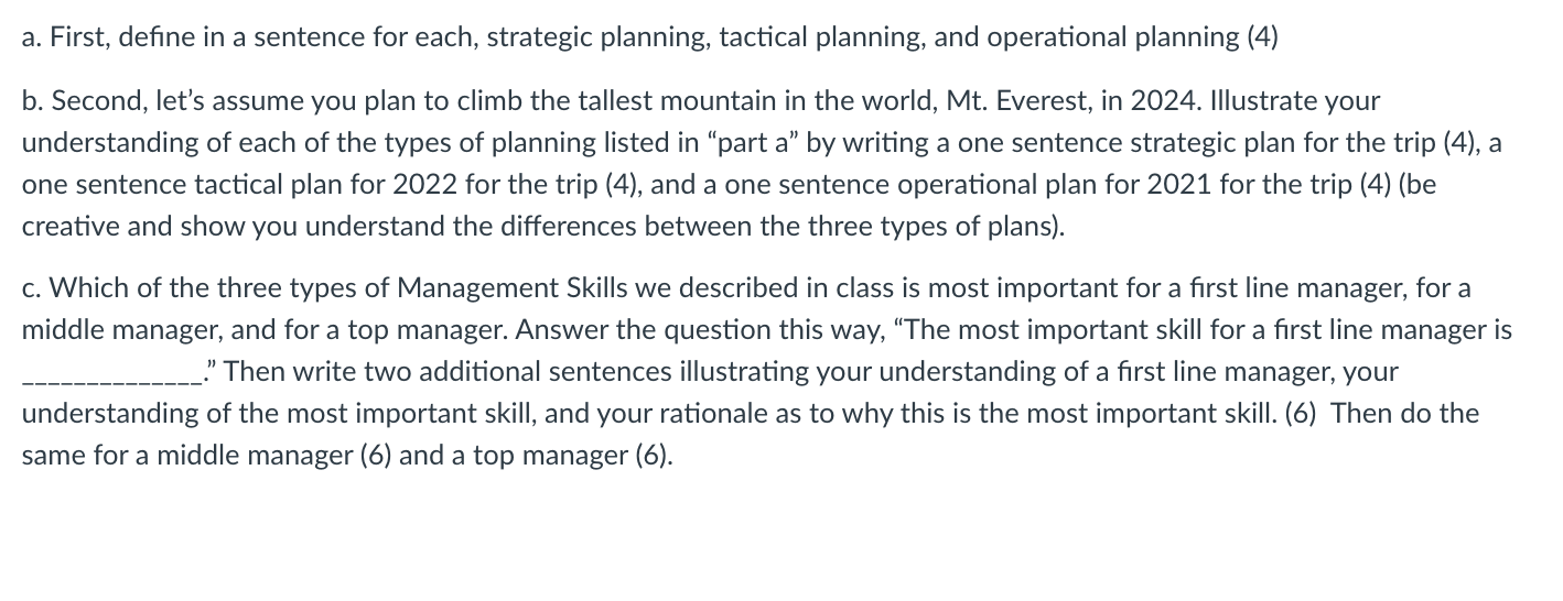 a. First, define in a sentence for each,