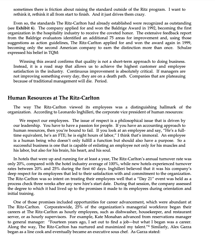 Case Study of Ritz-Carlton 4. In what may be a