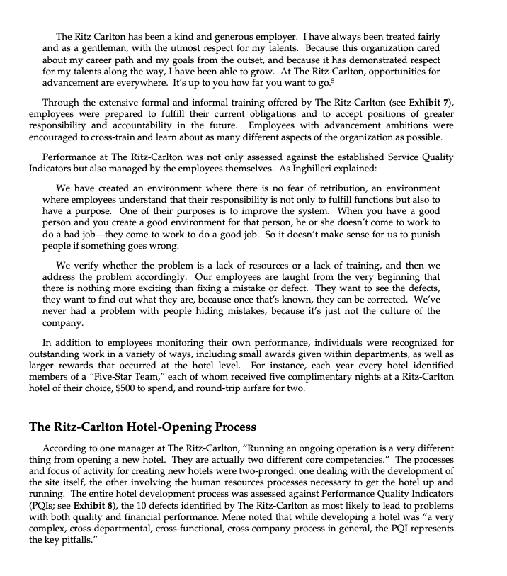 Case Study of Ritz-Carlton 4. In what may be a