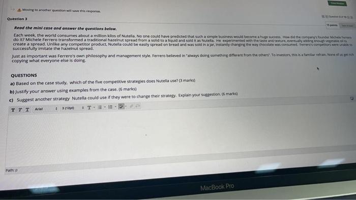 Moving to other question will save this response