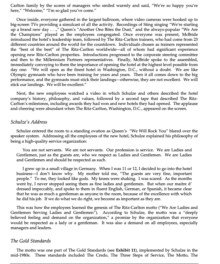 Case Study of Ritz-Carlton 4. In what may be a