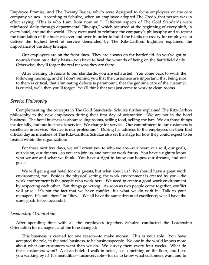 Case Study of Ritz-Carlton 4. In what may be a