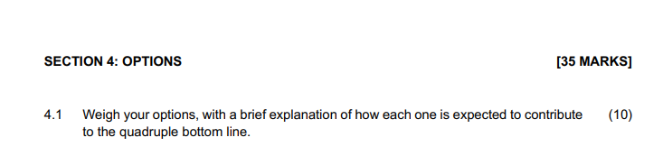 SECTION 4: OPTIONS [35 MARKS] 4.1 Weigh your