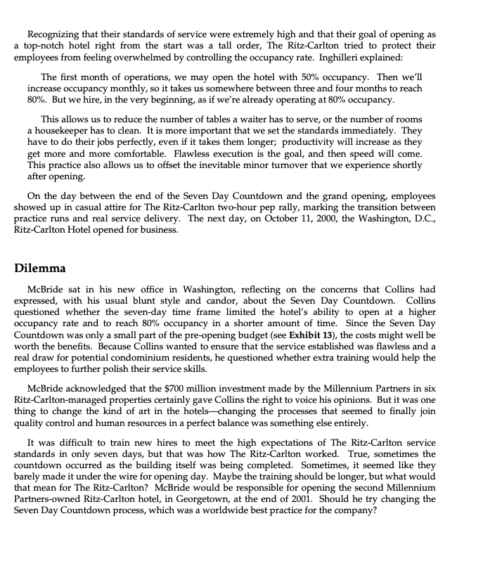 Case Study of Ritz-Carlton 4. In what may be a