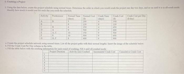 I need the values for the table for part c. B.