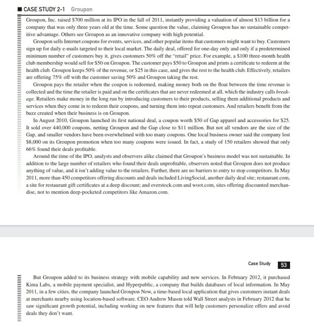 Analyze the business model of Groupon using