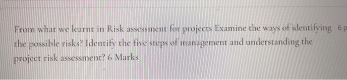 The following table refers to a project to build