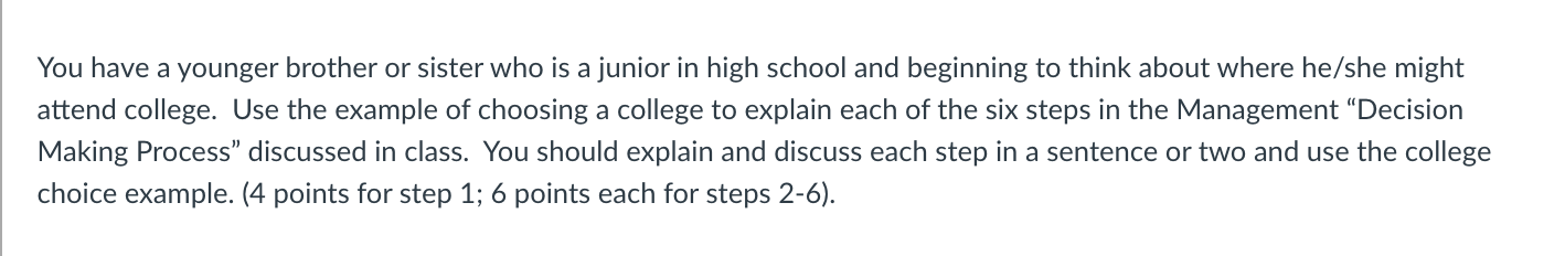 You have a younger brother or sister who is a