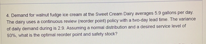 4. Demand for walnut fudge ice cream at the Sweet
