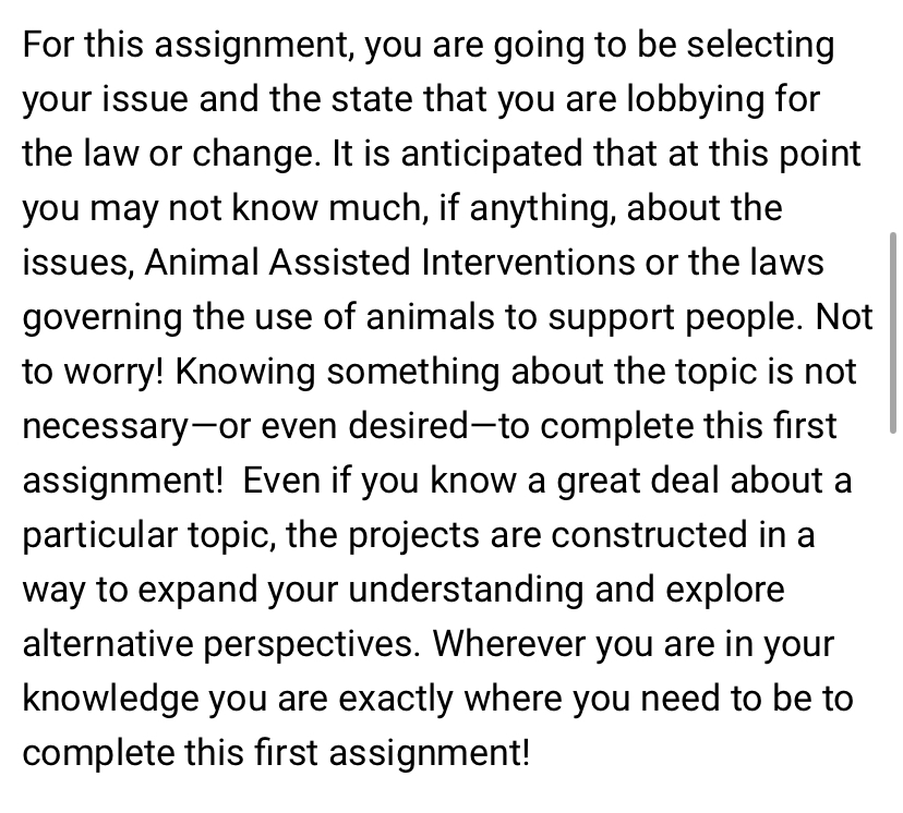 What you're doing: Although the Course