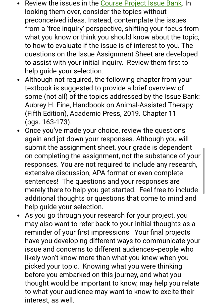 What you're doing: Although the Course