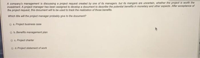 A company's management is discussing a project