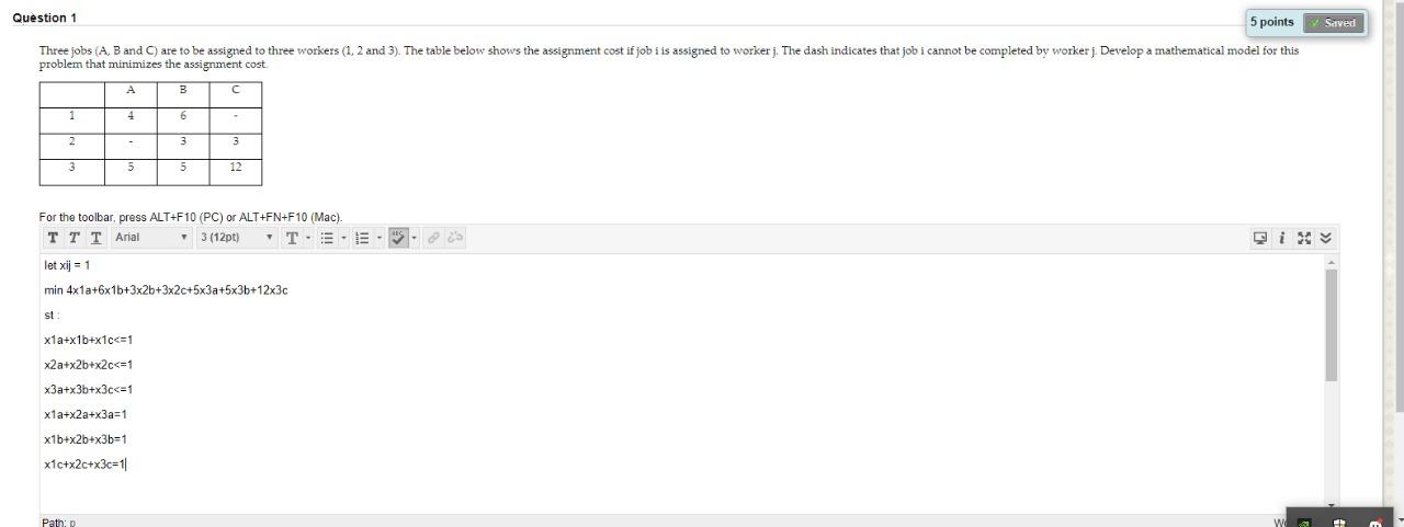 just write the model. is solution OK? Question 1