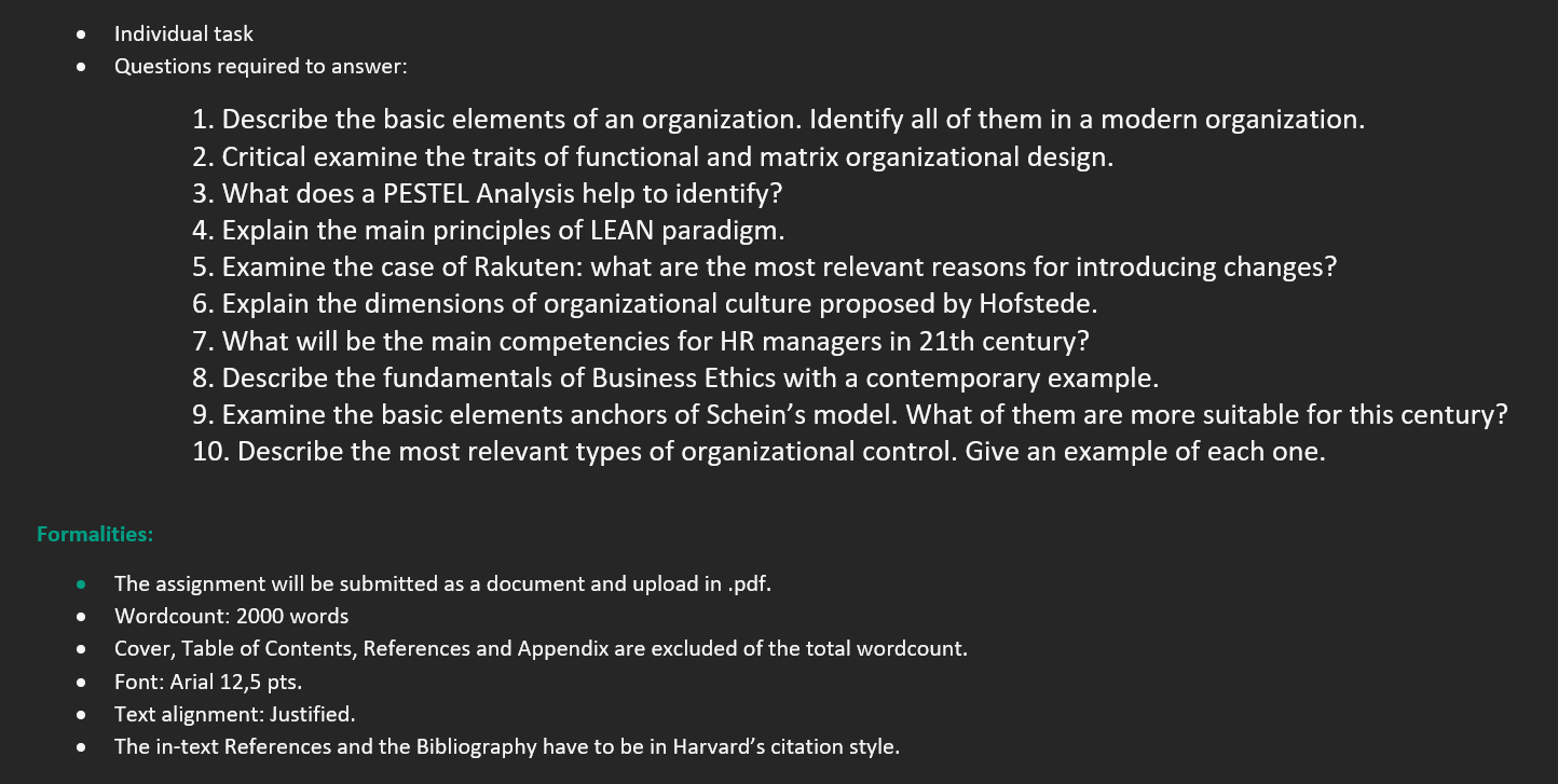 Individual task Questions required to answer: .