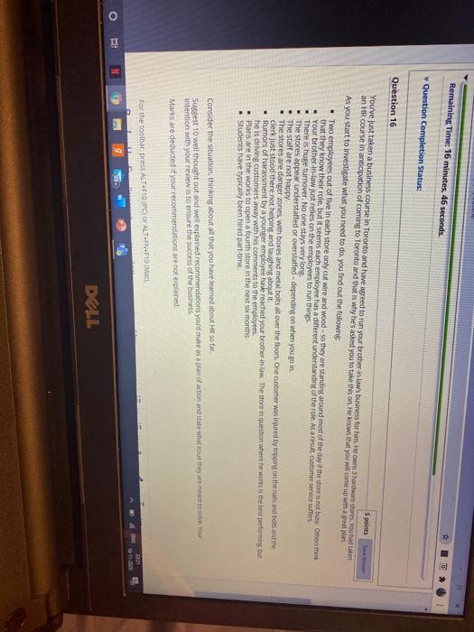 Remaining Time: 16 minutes, 46 seconds. Question