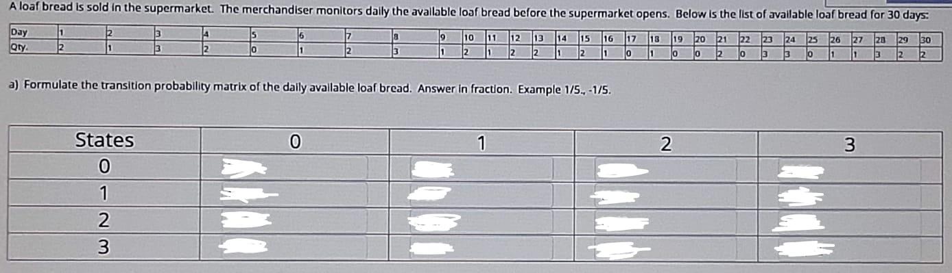 please answer questions a to c, markov analysis A