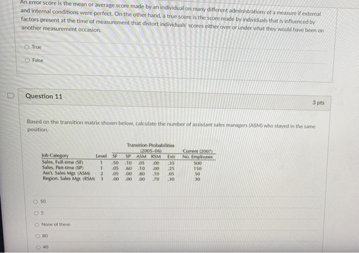 An error score is the mean or average score made