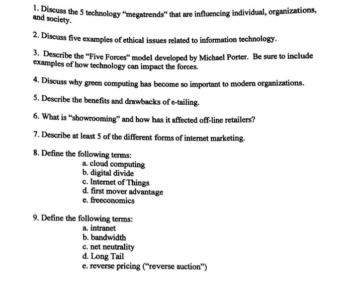" management information system" 1. Discuss the 5