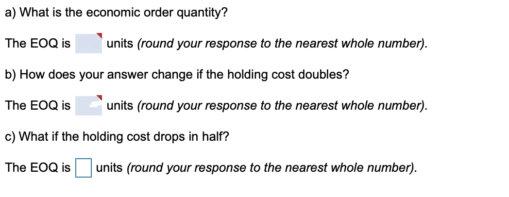 if D = 8,100 per month, S = $46 per order, and H