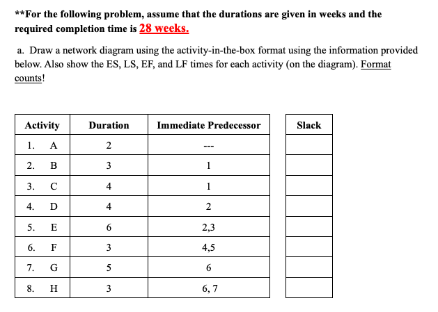 **For the following problem, assume that the