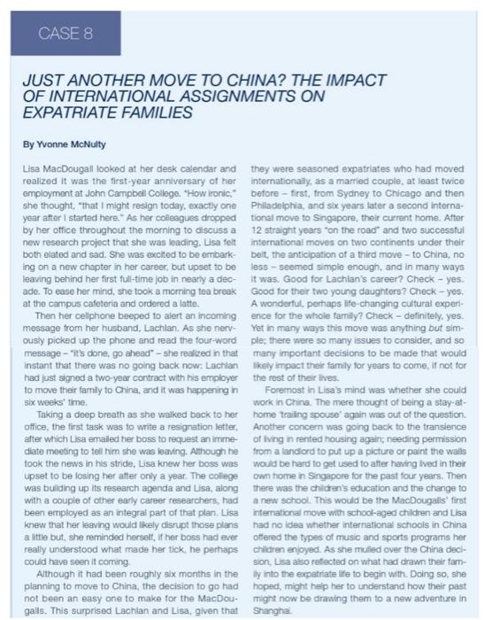 CASE 8 JUST ANOTHER MOVE TO CHINA? THE IMPACT OF