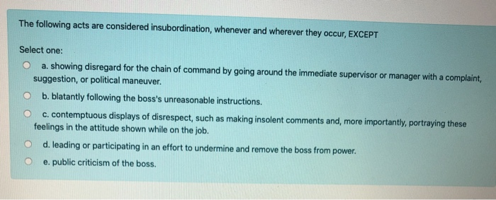 The following acts are considered