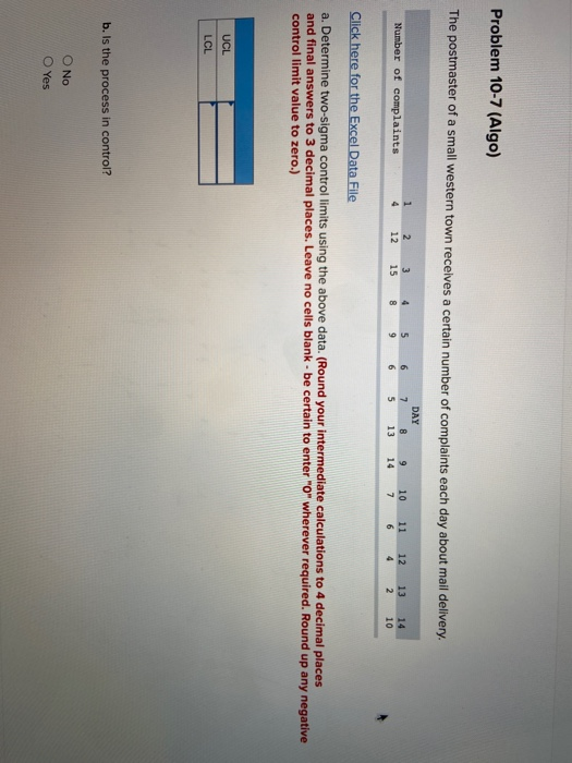 Problem 10-7 (Algo) The postmaster of a small