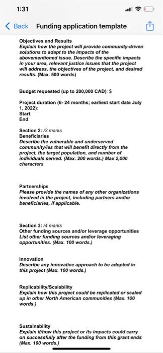 1:31 . < Back Funding application template