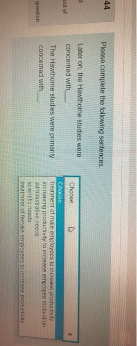 44 Please complete the following sentences d