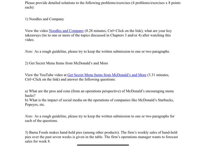 Please provide detailed solutions to the