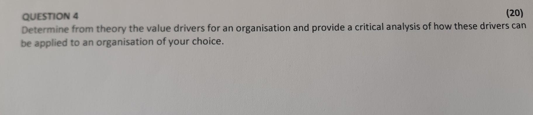QUESTION 4 (20) Determine from theory the value