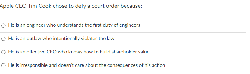 Apple CEO Tim Cook chose to defy a court order