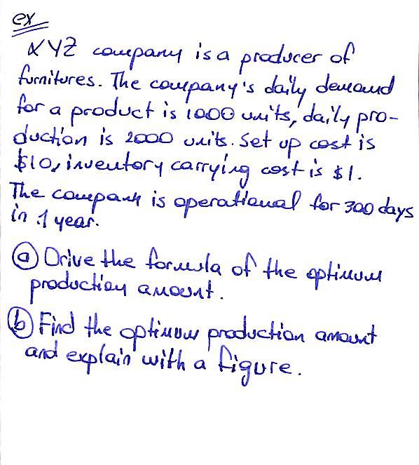 ex cost is The in XYZ company is a producer of