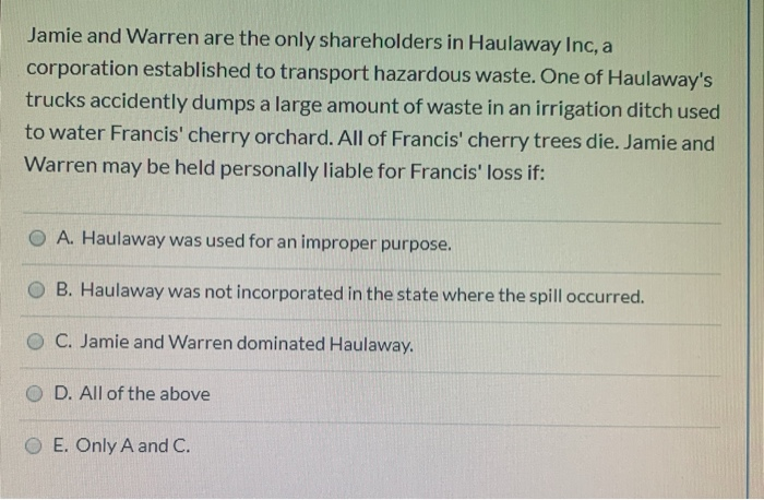 Jamie and Warren are the only shareholders in