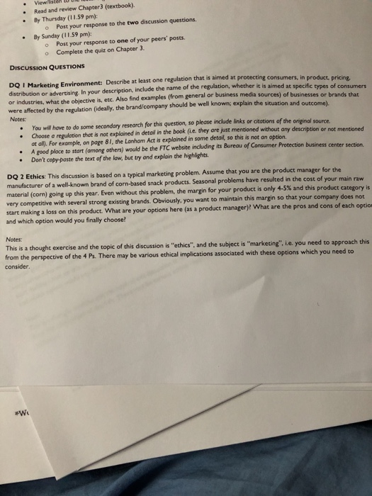 View Read and review Chapter 3 (textbook). By