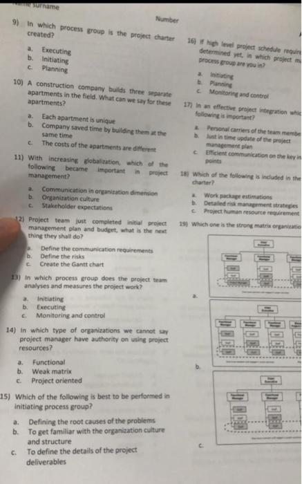 name 9) in which process group is the project