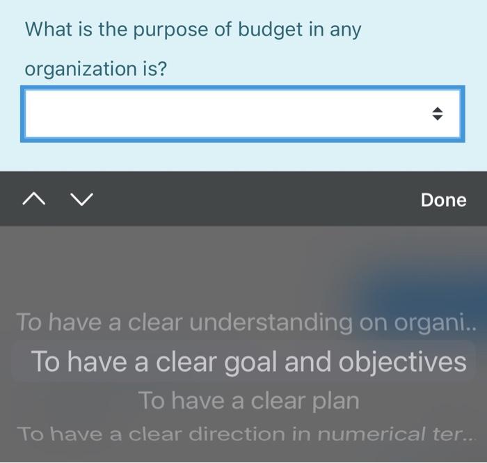 What is the purpose of budget in any organization