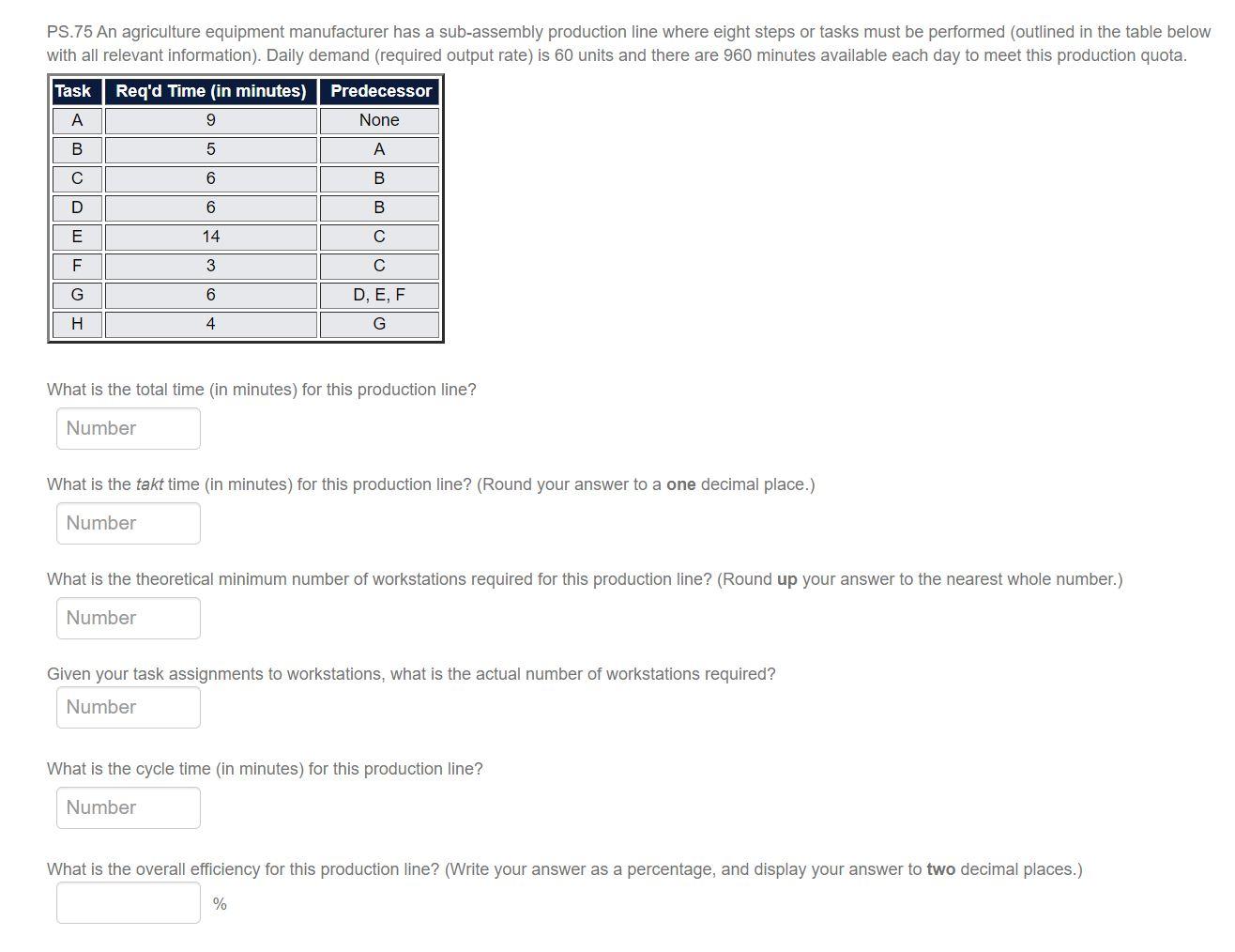 PS.75 An agriculture equipment manufacturer has a