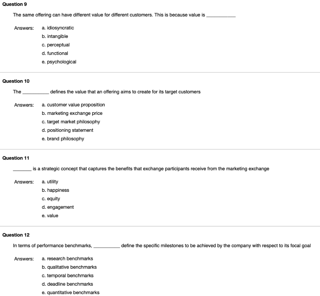 Question 9 The same offering can have different
