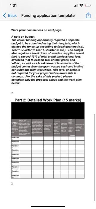 1:31 < Back Funding application template Work