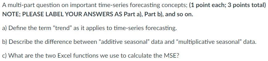 A multi-part question on important time-series