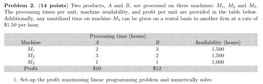 Problem 2. (14 points) Two products, A and B, are