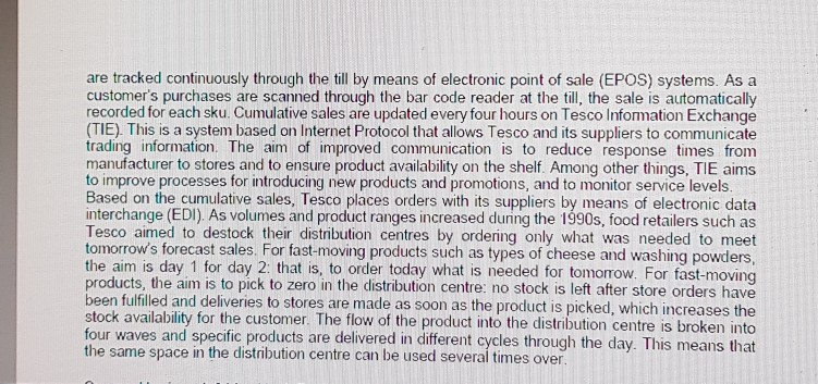 1. Describe the key logistics processes and