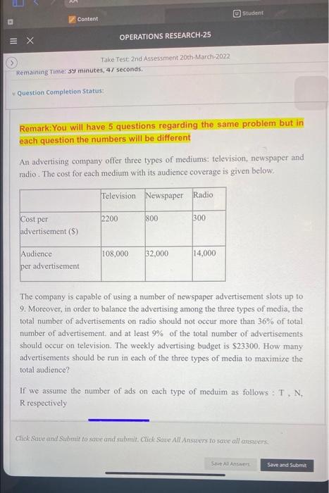 please solve it within 15 min U Student Content =