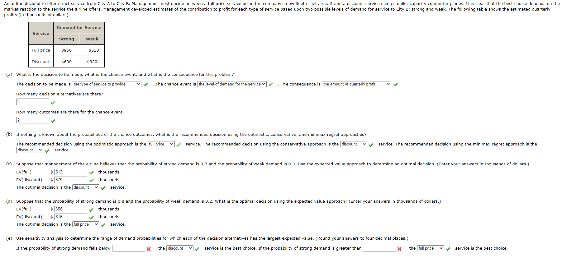 ONLY need part E please An airline decided to